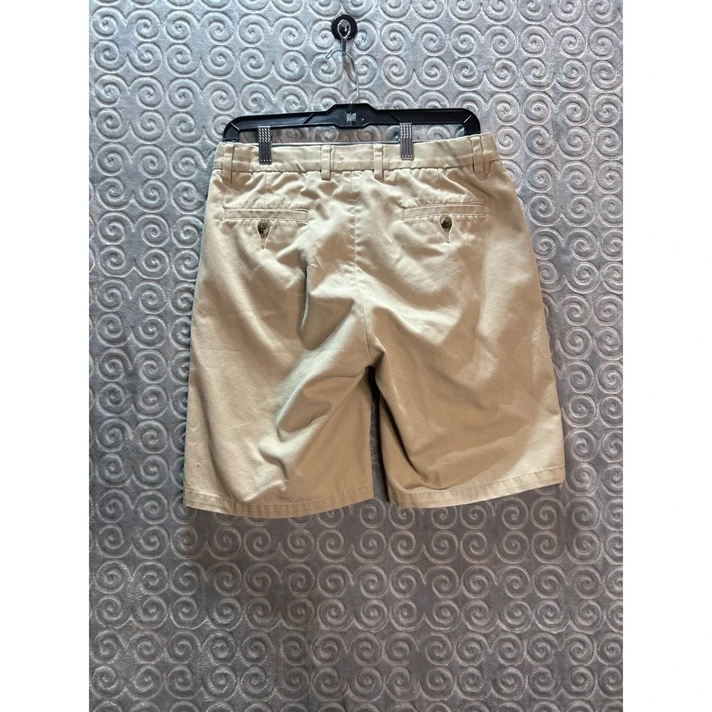 Parker Mens Khaki Pleated Shorts Size 31 Flat Front Casual Everyday **READ**‎